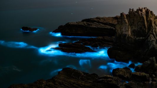自然风光,夜晚,岩石,海洋