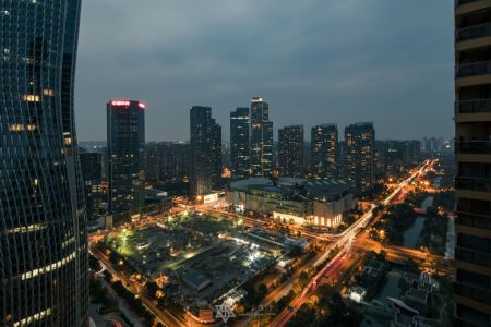 航拍,都市夜景,建筑,城镇,道路,天空