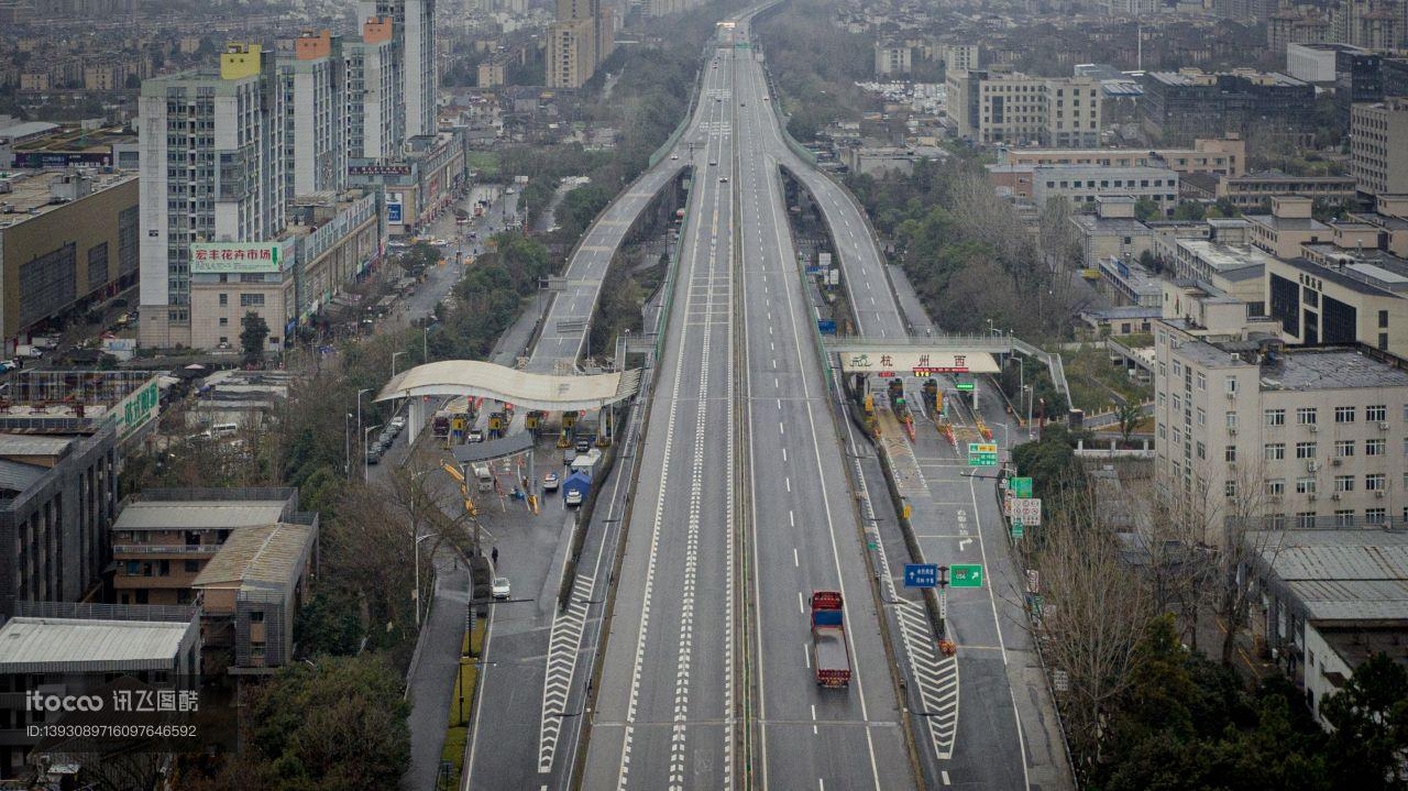 城市道路,建筑,俯瞰