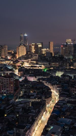 全景,天空,夜晚,都市夜景,建筑,道路,城镇