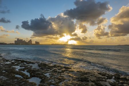 海洋,自然风光,日落,白云,天空,沙滩,太阳
