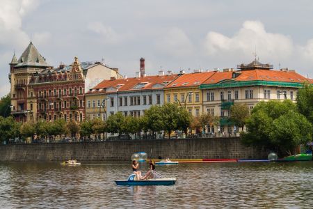 城镇,国外,江河,建筑,船,捷克