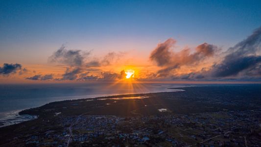 太阳,气候气象,霞光,卷积云,天空,自然风光,海洋,沙滩