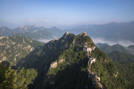 中国,北京,箭扣长城,历史古迹,自然风光,森林,山川,天空,建筑,白云,雾