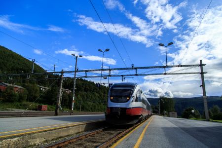 自然风光,城镇,森林,植物,树木,交通工具,火车,天空,白云