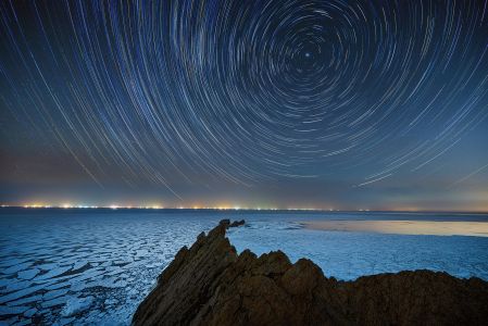 星空,星轨,天空,自然风光,海洋,夜晚,天文摄影,岩石