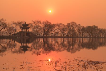 天空,中国,颐和园,湖泊,北京,植物