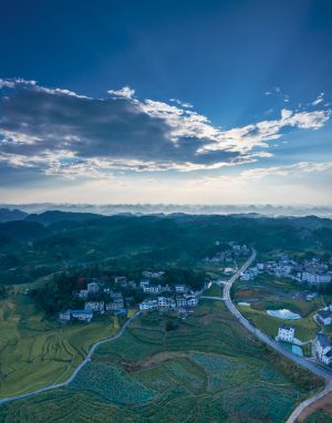村镇,自然风光,平原,白云