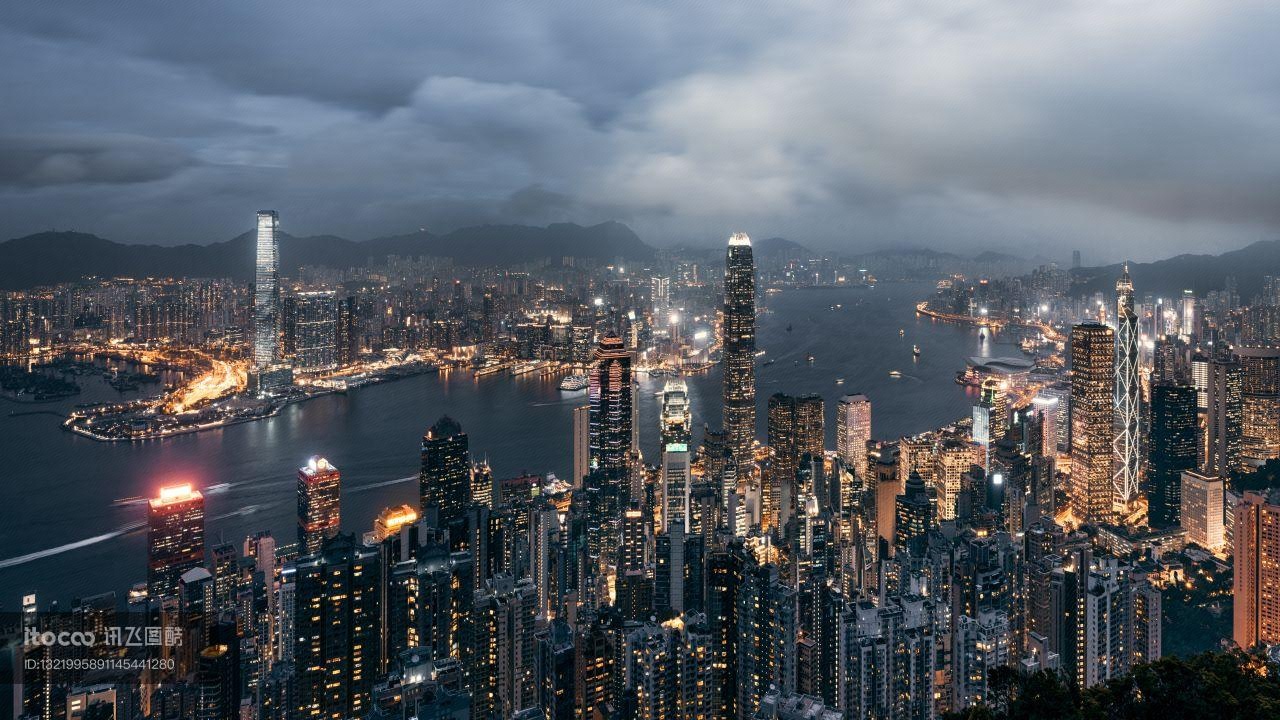 香港,建筑夜景,都市夜景