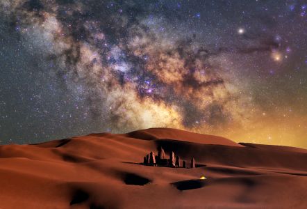自然风光,沙漠,星空,夜晚,全景,天空,库姆塔格沙漠,宇宙天文,甘肃,岩石