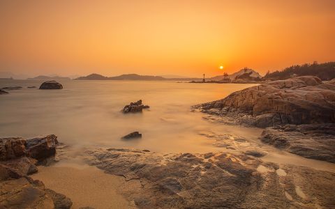 海洋,太阳,日落,自然风光,全景,岩石