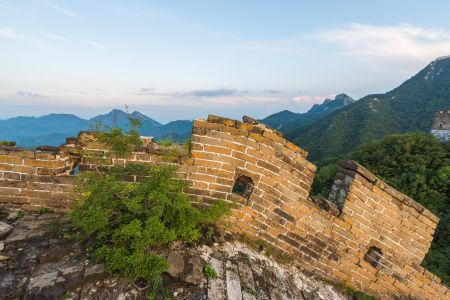 建筑,箭扣长城,中国,北京,历史古迹,自然风光,植物,树木,天空,森林,白云,山川