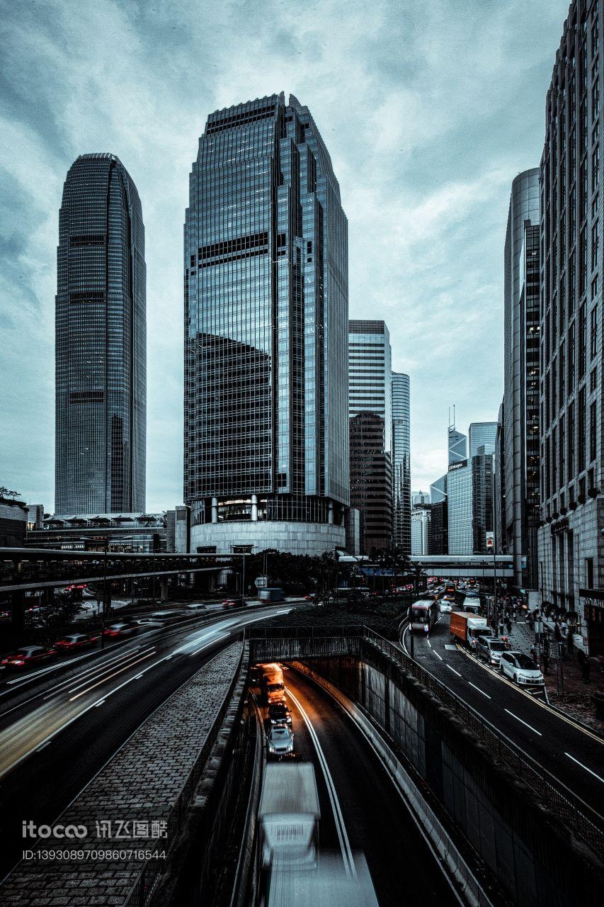 香港,建筑,城市道路