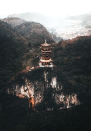 航拍,俯瞰,历史古迹,自然风光,森林,山川,植物,树木,建筑,天空,湖泊