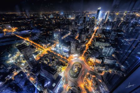 建筑,夜晚,城镇,都市,航拍,俯瞰,都市夜景,道路,植物,树木,交通工具,汽车,天空