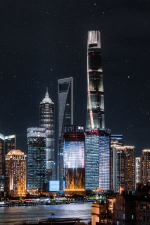 建筑,城镇,上海,夜晚,都市夜景,现代建筑,星空