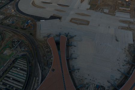 俯瞰,大兴国际机场,北京,建筑,城镇