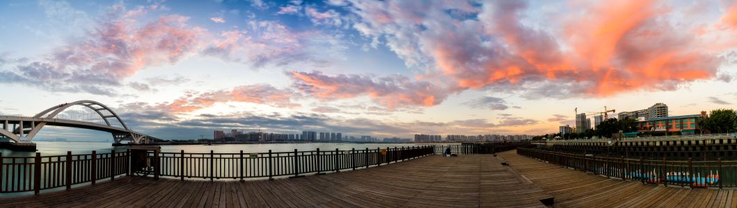 建筑,现代建筑,桥,天空,自然风光,城镇,白云,全景