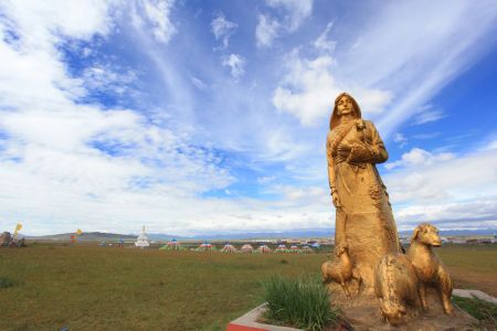 雕像,雕塑,建筑,历史遗迹,中国,青海,自然风光,戈壁