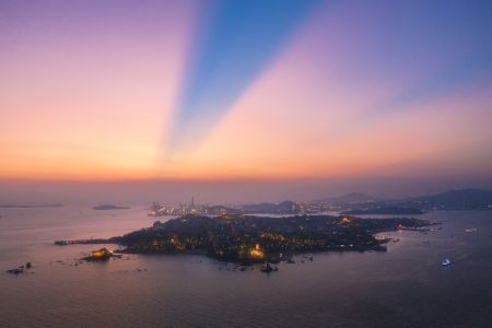 自然风光,海岛,日落,天空,海洋,建筑