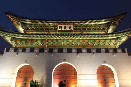 建筑,夜晚,国外,韩国,城镇,历史古迹