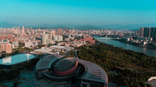 城市,城镇,建筑,都市,全景,自然风光,天空,江河,树木