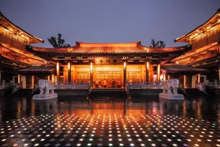 建筑,全景,建筑夜景,香积寺,城镇,夜晚,寺庙,杭州,浙江,中国