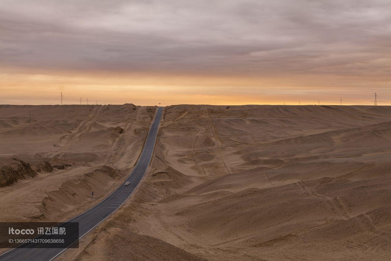 公路,戈壁,沙漠