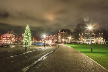 建筑,建筑夜景,都市夜景,国外,城镇,夜晚,城市道路,荷兰