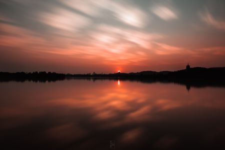 天空,全景,日出,自然风光,湖泊,生活工作