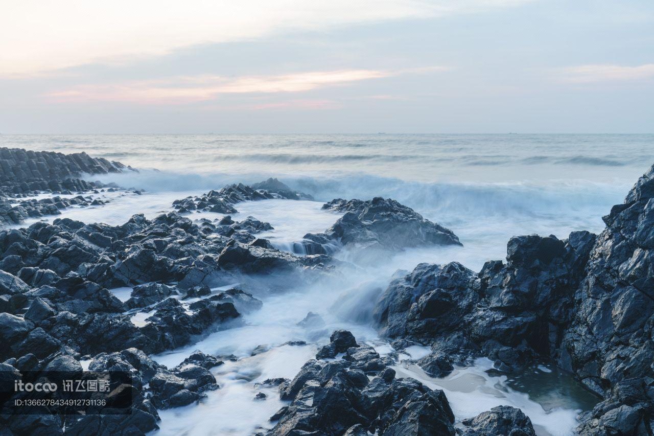 海洋,礁石,海浪