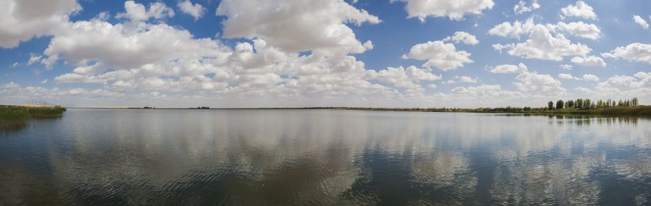 湖泊,天空,中国,鄂尔多斯,内蒙古,自然风光,白云