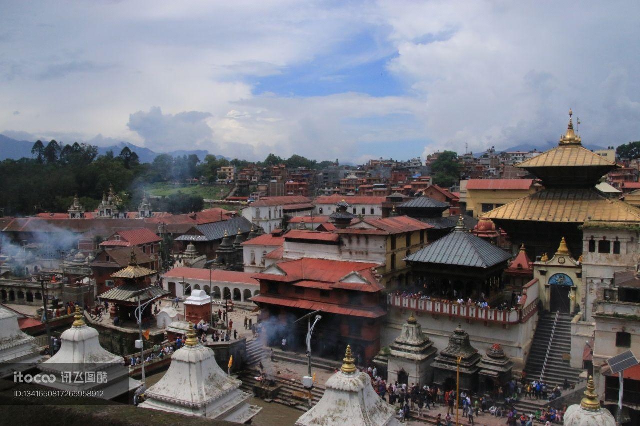 城镇,俯瞰,尼泊尔