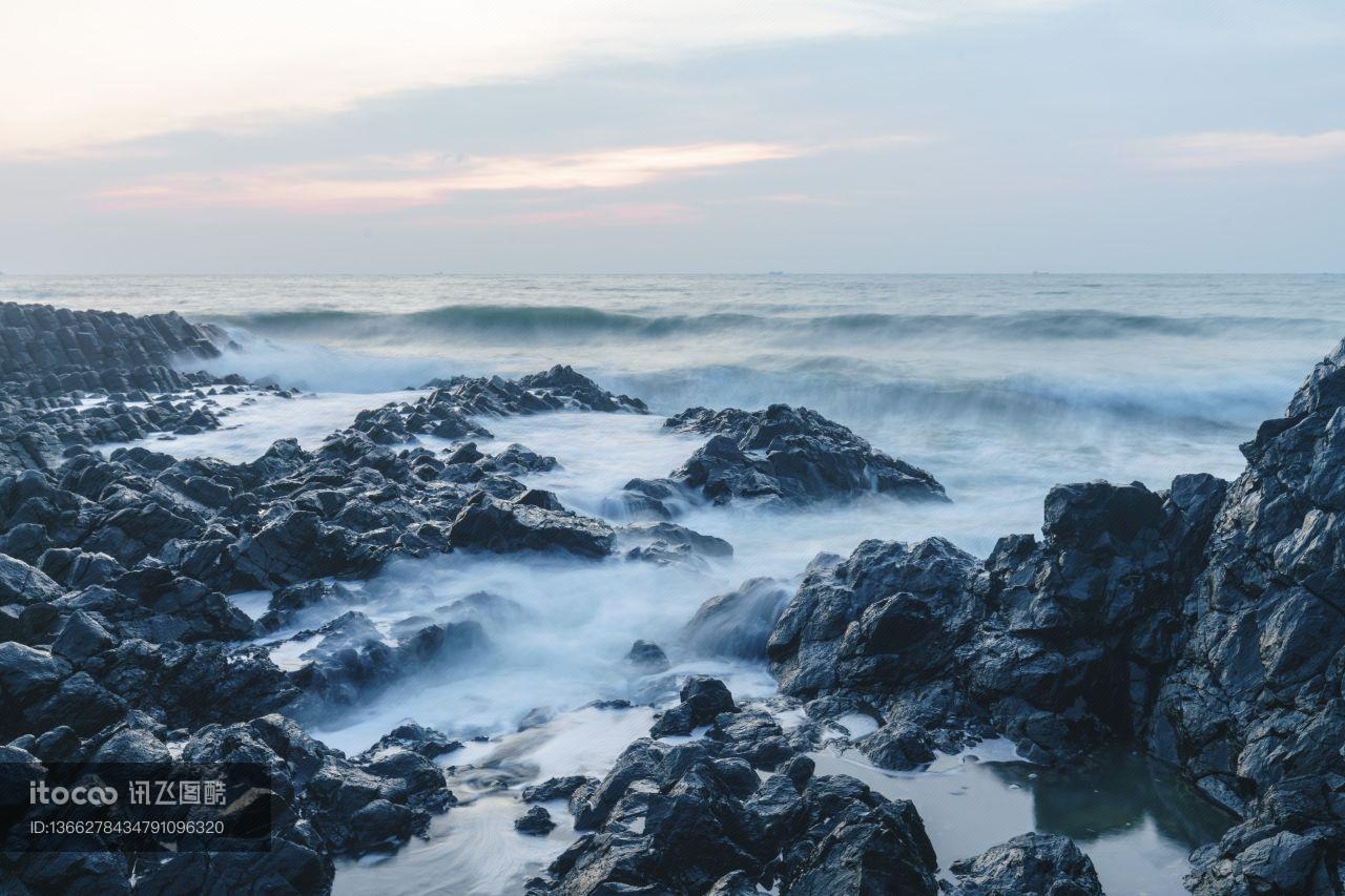 海洋,礁石,海浪