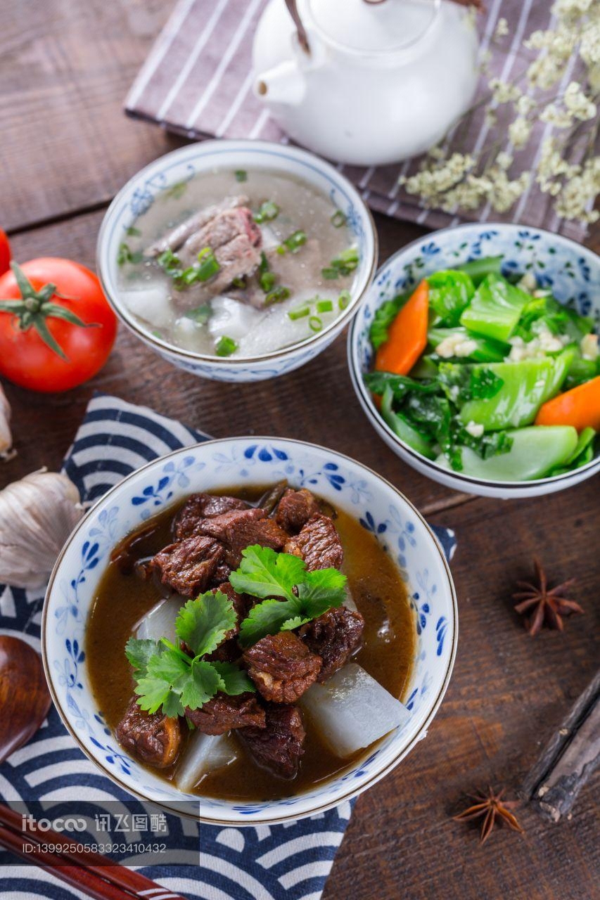 中餐,红烧排骨,羊肉汤