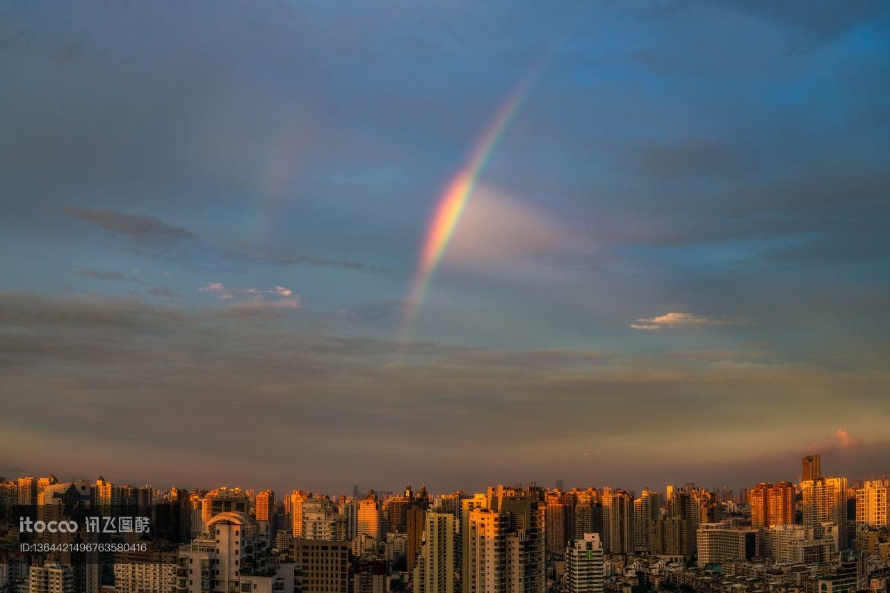 建筑,雨后的彩虹,彩虹