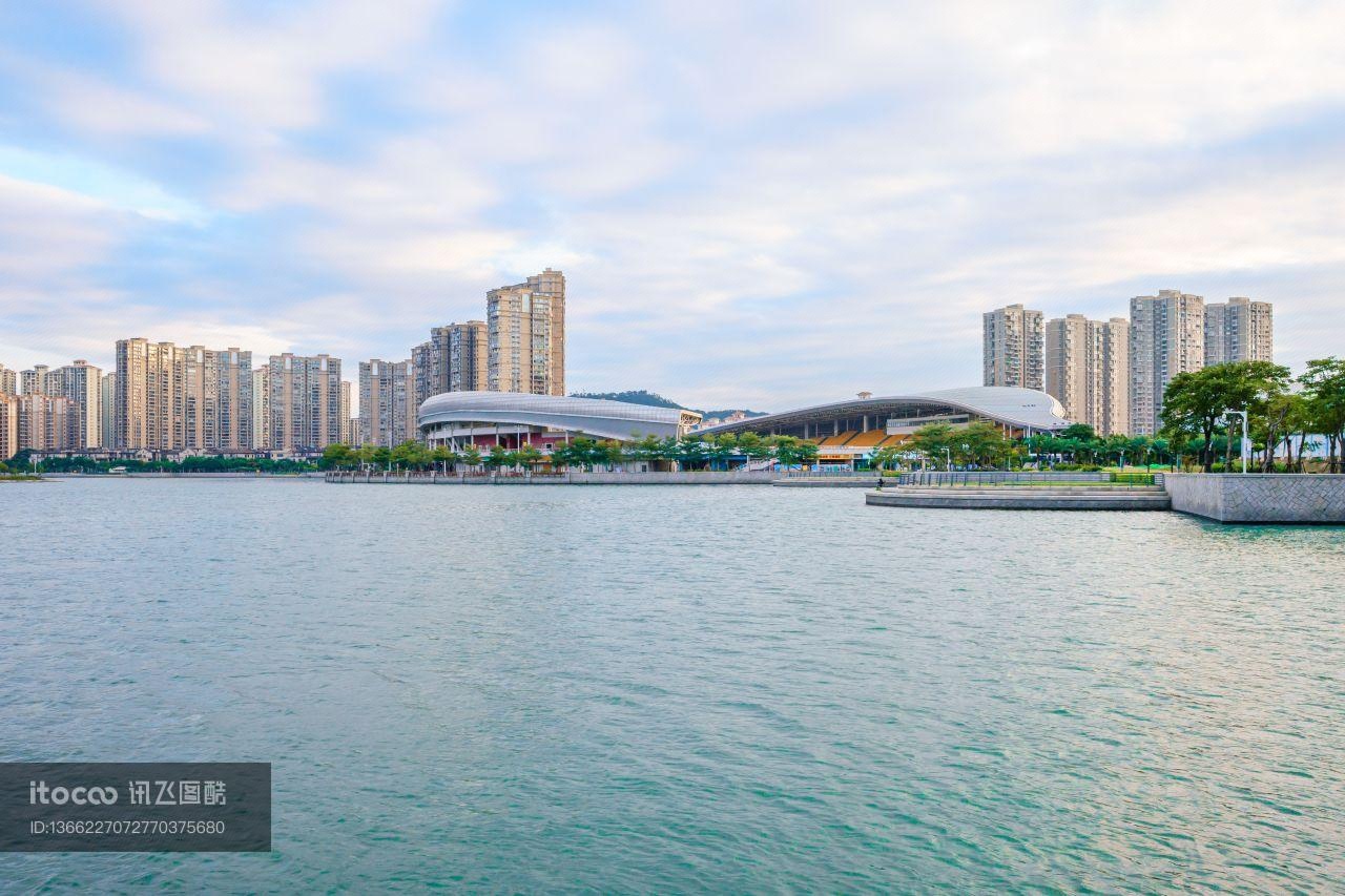 湖泊,建筑,天空
