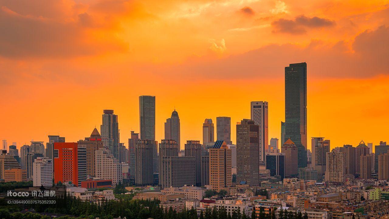 霞光,气候气象,都市夜景