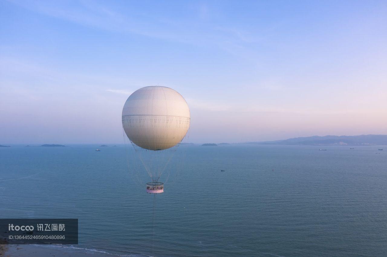 热气球,天空,海洋