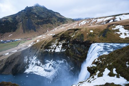 自然风光,山川,瀑布,雪