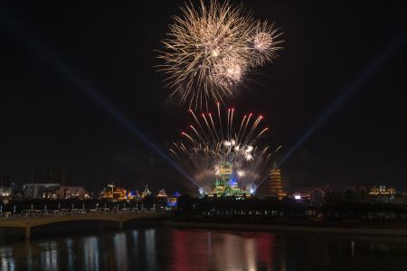 建筑,生活工作,礼花绽放,烟火表演,城市,都市夜景