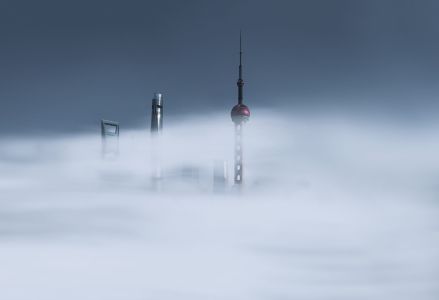 现代建筑,雾气,上海东方明珠塔,建筑,天空,航拍