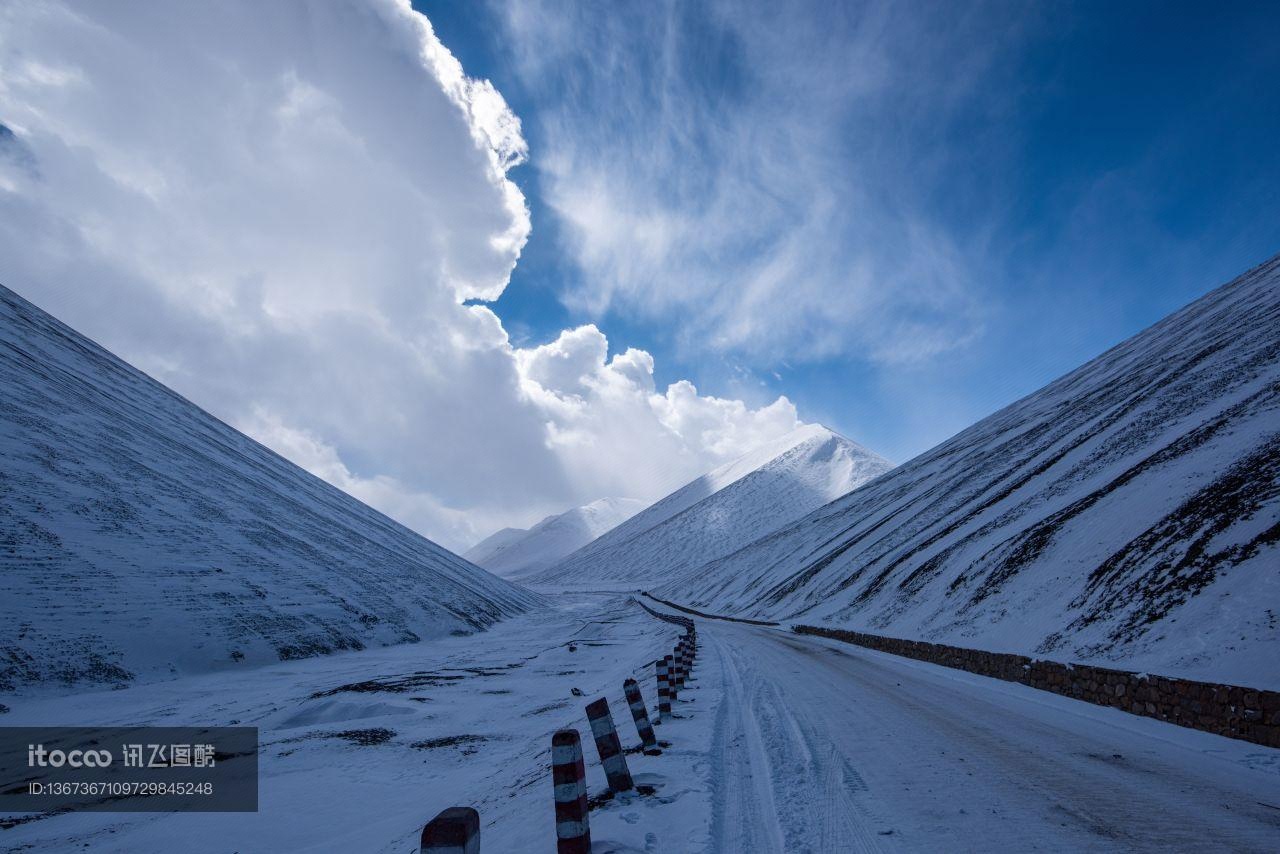 自然风光,雪,道路