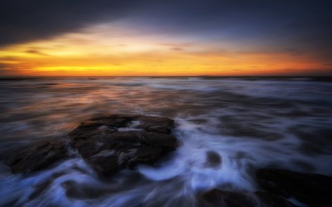 自然风光,日落,海洋,天空,岩石