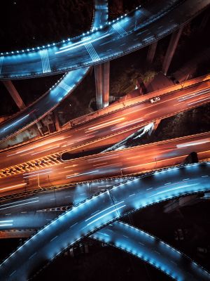 夜晚,航拍,道路,城市道路,高架桥,俯瞰,交通工具,汽车