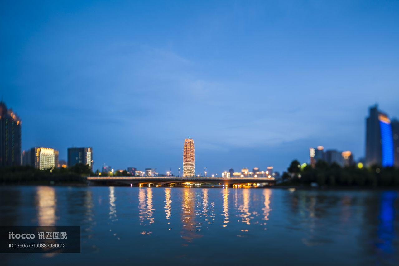 湖泊,天空,都市