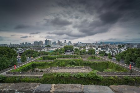 城镇,历史古迹,天空,乌云,建筑,俯瞰,植物,道路,树木,藤类
