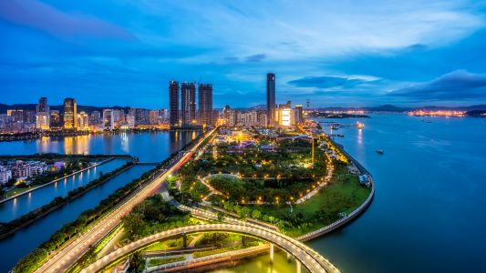 城镇,都市,建筑,夜晚,立交桥,桥