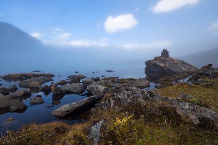 川西,海洋,中国,四川,自然风光,天空,岩石,植物,青草,白云,自然/人文景观