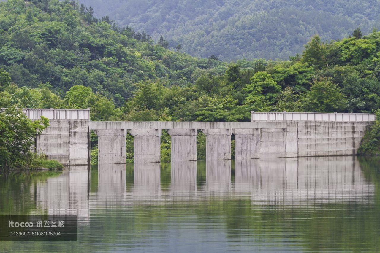 建筑,堤坝,湖泊